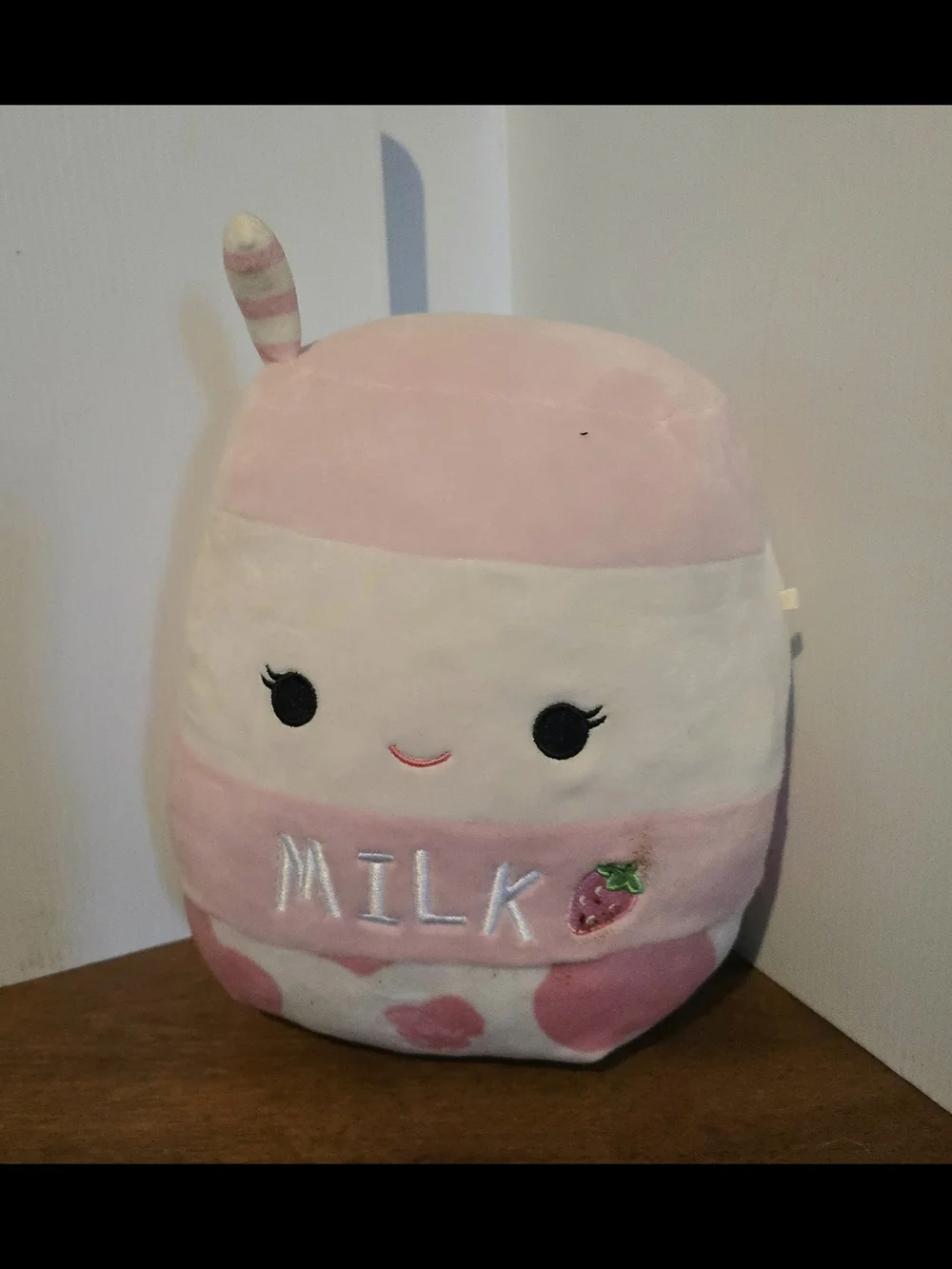 Squishmallows Pink & White 'Milk' Plush Drink plushie